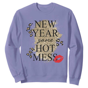 Funny New Year Same Hot Mess Sweatshirt New Year's Eve Resolutions Red Lips TS11 Violet Print Your Wear