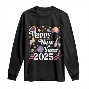 Happy New Year 2025 Long Sleeve Shirt Cute New Year's Eve Party TS11 Black Print Your Wear