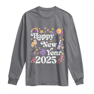 Happy New Year 2025 Long Sleeve Shirt Cute New Year's Eve Party TS11 Charcoal Print Your Wear