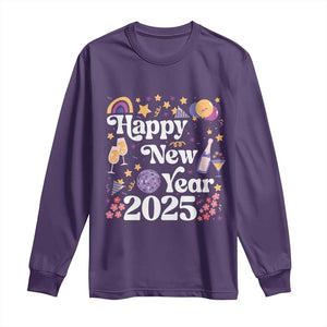 Happy New Year 2025 Long Sleeve Shirt Cute New Year's Eve Party TS11 Purple Print Your Wear