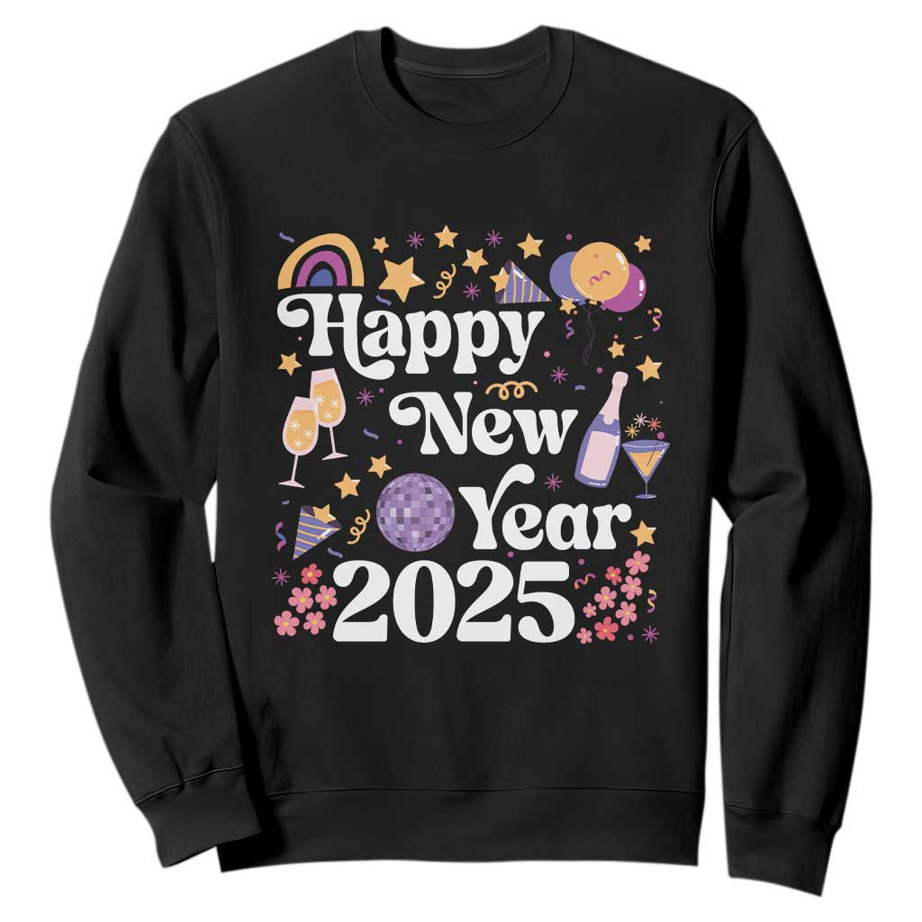 Happy New Year 2025 Sweatshirt Cute New Year's Eve Party TS11 Black Print Your Wear