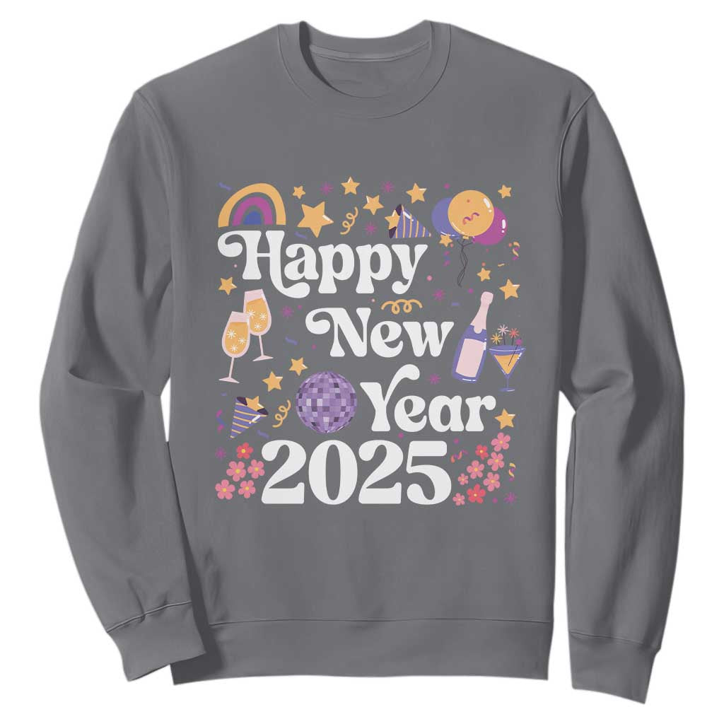 Happy New Year 2025 Sweatshirt Cute New Year's Eve Party TS11 Charcoal Print Your Wear