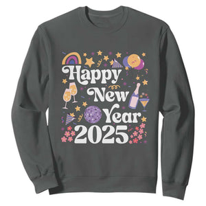 Happy New Year 2025 Sweatshirt Cute New Year's Eve Party TS11 Dark Heather Print Your Wear