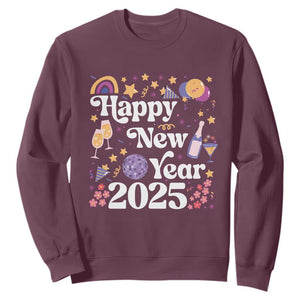 Happy New Year 2025 Sweatshirt Cute New Year's Eve Party TS11 Maroon Print Your Wear