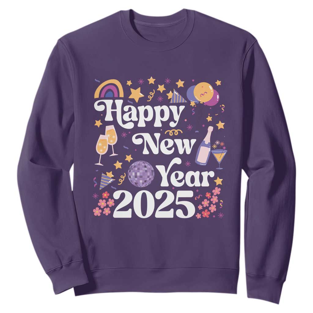 Happy New Year 2025 Sweatshirt Cute New Year's Eve Party TS11 Purple Print Your Wear