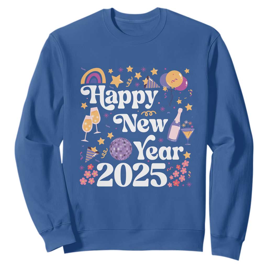 Happy New Year 2025 Sweatshirt Cute New Year's Eve Party TS11 Royal Blue Print Your Wear
