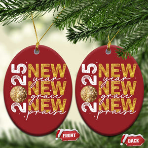 New Year New Grace New Praise 2025 Christmas Ornament TS11 Oval Red Print Your Wear