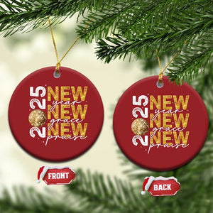 New Year New Grace New Praise 2025 Christmas Ornament TS11 Circle Red Print Your Wear