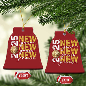 New Year New Grace New Praise 2025 Christmas Ornament TS11 Bell Flake Red Print Your Wear