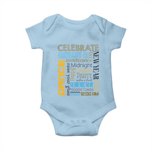 Happy New Year 2025 Baby Onesie New Year's Eve Activities TS11 Light Blue Print Your Wear