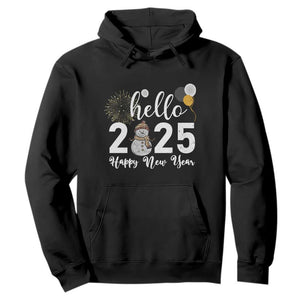 Hello 2025 Happy New Year Hoodie Snowman Firework New Year's Eve TS11 Black Print Your Wear