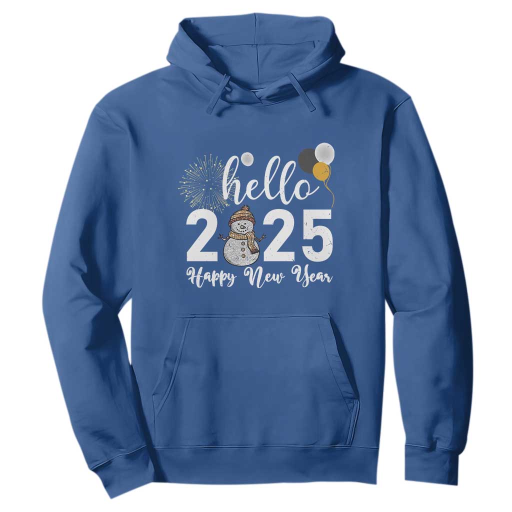Hello 2025 Happy New Year Hoodie Snowman Firework New Year's Eve TS11 Royal Blue Print Your Wear