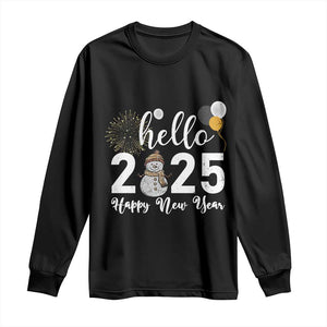 Hello 2025 Happy New Year Long Sleeve Shirt Snowman Firework New Year's Eve TS11 Black Print Your Wear