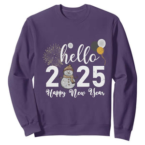 Hello 2025 Happy New Year Sweatshirt Snowman Firework New Year's Eve TS11 Purple Print Your Wear