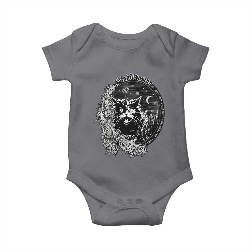 Funny Yule Black Cat Mistletoe Jolakotturinn Baby Onesie TS11 Charcoal Print Your Wear