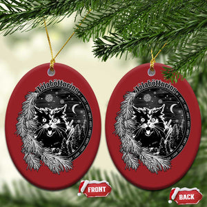 Funny Yule Black Cat Mistletoe Jolakotturinn Christmas Ornament TS11 Oval Red Print Your Wear