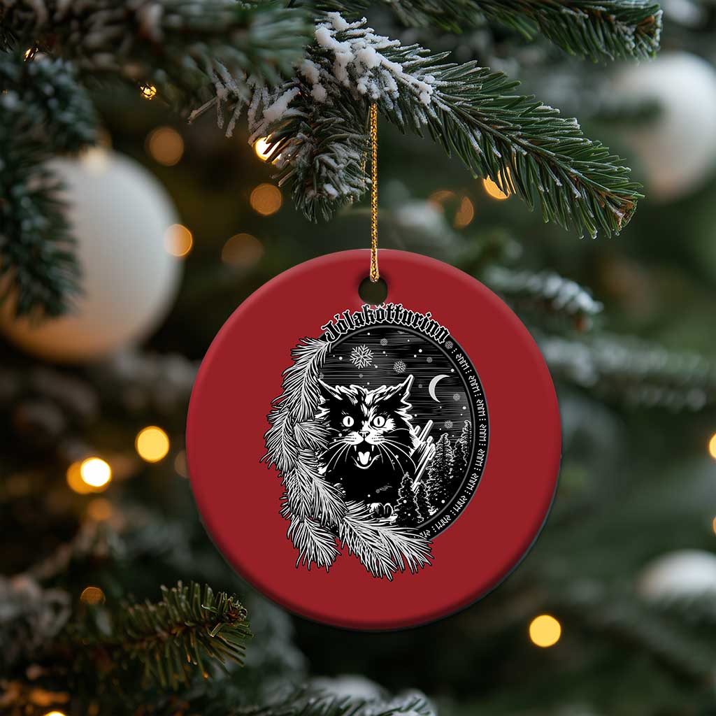 Funny Yule Black Cat Mistletoe Jolakotturinn Christmas Ornament TS11 Print Your Wear