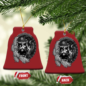 Funny Yule Black Cat Mistletoe Jolakotturinn Christmas Ornament TS11 Bell Flake Red Print Your Wear