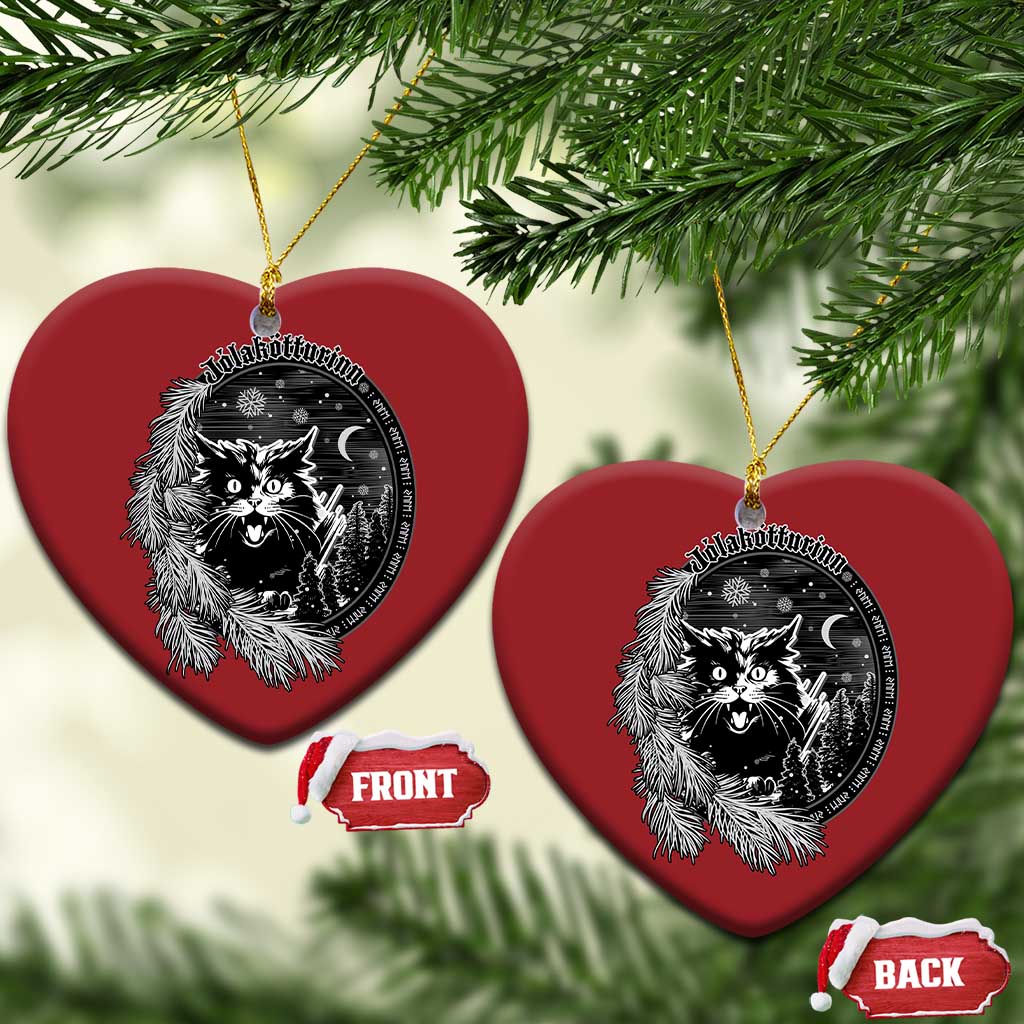 Funny Yule Black Cat Mistletoe Jolakotturinn Christmas Ornament TS11 Heart Red Print Your Wear