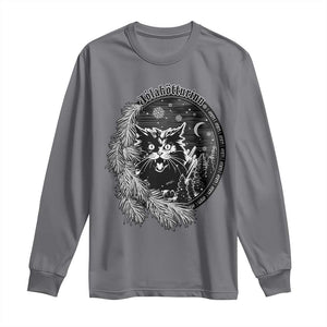 Funny Yule Black Cat Mistletoe Jolakotturinn Long Sleeve Shirt TS11 Charcoal Print Your Wear