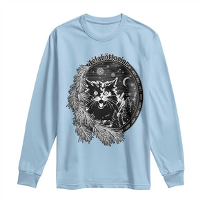 Funny Yule Black Cat Mistletoe Jolakotturinn Long Sleeve Shirt TS11 Light Blue Print Your Wear