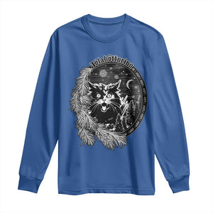 Funny Yule Black Cat Mistletoe Jolakotturinn Long Sleeve Shirt TS11 Royal Blue Print Your Wear