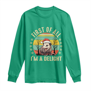 Funny First Of All I'm A Delight Long Sleeve Shirt Angry Opossum Possum Christmas TS11 Irish Green Print Your Wear