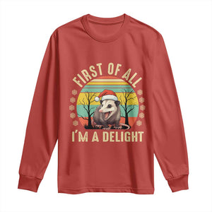 Funny First Of All I'm A Delight Long Sleeve Shirt Angry Opossum Possum Christmas TS11 Red Print Your Wear