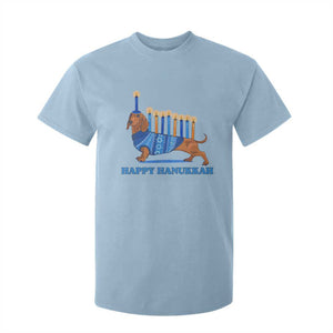 Funny Happy Hanukkah Dachshund Wiener Dog Menorah T Shirt For Kid TS11 Light Blue Print Your Wear