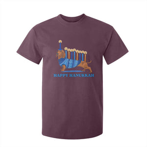 Funny Happy Hanukkah Dachshund Wiener Dog Menorah T Shirt For Kid TS11 Maroon Print Your Wear