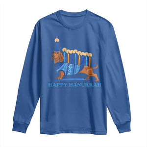 Funny Happy Hanukkah Dachshund Wiener Dog Menorah Long Sleeve Shirt TS11 Royal Blue Print Your Wear