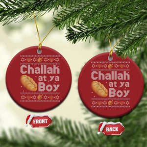 Funny Hanukkah Christmas Ornament Challah At Ya Boy Jewish Holiday TS11 Circle Red Print Your Wear