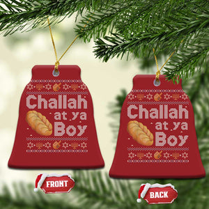 Funny Hanukkah Christmas Ornament Challah At Ya Boy Jewish Holiday TS11 Bell Flake Red Print Your Wear