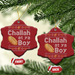 Funny Hanukkah Christmas Ornament Challah At Ya Boy Jewish Holiday TS11 Snow Flake Red Print Your Wear