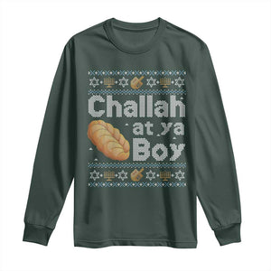 Funny Hanukkah Long Sleeve Shirt Challah At Ya Boy Jewish Holiday TS11 Dark Forest Green Print Your Wear