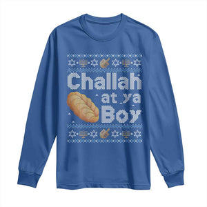 Funny Hanukkah Long Sleeve Shirt Challah At Ya Boy Jewish Holiday TS11 Royal Blue Print Your Wear