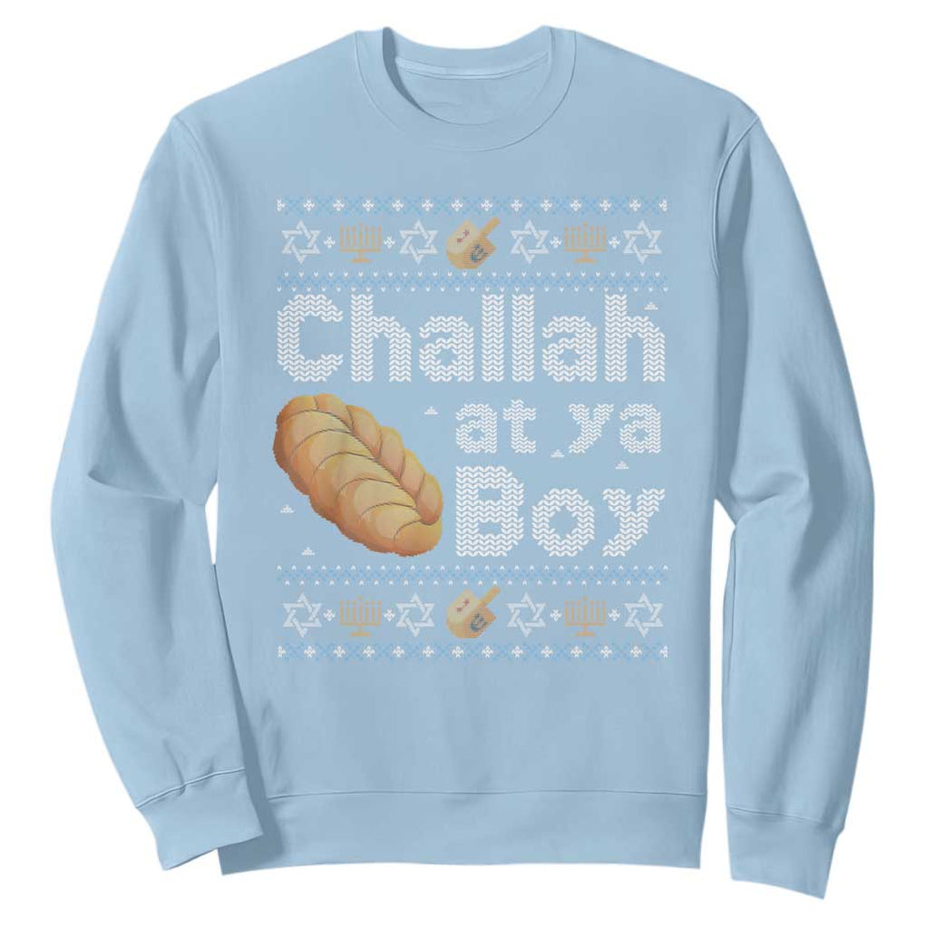 Funny Hanukkah Sweatshirt Challah At Ya Boy Jewish Holiday TS11 Light Blue Print Your Wear