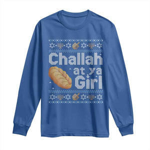 Funny Hanukkah Long Sleeve Shirt Challah At Ya Girl Jewish Holiday TS11 Royal Blue Print Your Wear