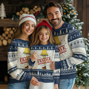 Funny Fragile That Must Be Italian Xmas Movie Ugly Christmas Sweater TS11 Navy Print Your Wear