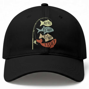 Funny Here Fishy Fishy Retro Fisherman Baseball Cap TS11 Print Your Wear