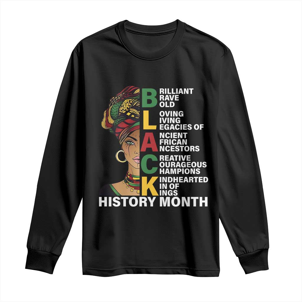 Black History Month Brilliant Brave Bold Long Sleeve Shirt African American Pride TS11 Black Print Your Wear