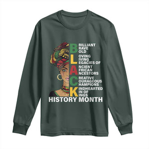 Black History Month Brilliant Brave Bold Long Sleeve Shirt African American Pride TS11 Dark Forest Green Print Your Wear