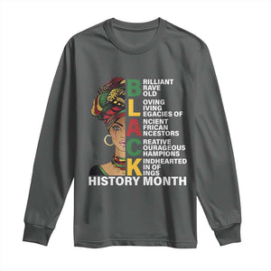 Black History Month Brilliant Brave Bold Long Sleeve Shirt African American Pride TS11 Dark Heather Print Your Wear