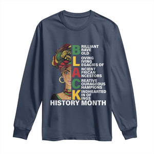 Black History Month Brilliant Brave Bold Long Sleeve Shirt African American Pride TS11 Navy Print Your Wear