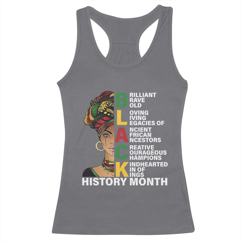 Black History Month Brilliant Brave Bold Racerback Tank Top African American Pride TS11 Charcoal Print Your Wear
