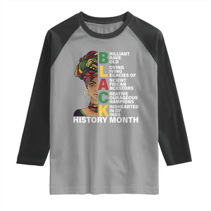 Black History Month Brilliant Brave Bold Raglan Shirt African American Pride TS11 Sport Gray Black Print Your Wear