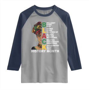 Black History Month Brilliant Brave Bold Raglan Shirt African American Pride TS11 Sport Gray Navy Print Your Wear