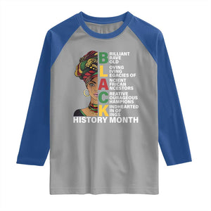 Black History Month Brilliant Brave Bold Raglan Shirt African American Pride TS11 Sport Gray Royal Print Your Wear