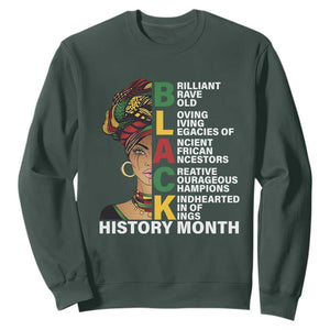 Black History Month Brilliant Brave Bold Sweatshirt African American Pride TS11 Dark Forest Green Print Your Wear