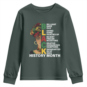 Black History Month Brilliant Brave Bold Youth Sweatshirt African American Pride TS11 Dark Forest Green Print Your Wear